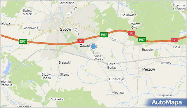 mapa Koza Wielka, Koza Wielka na mapie Targeo